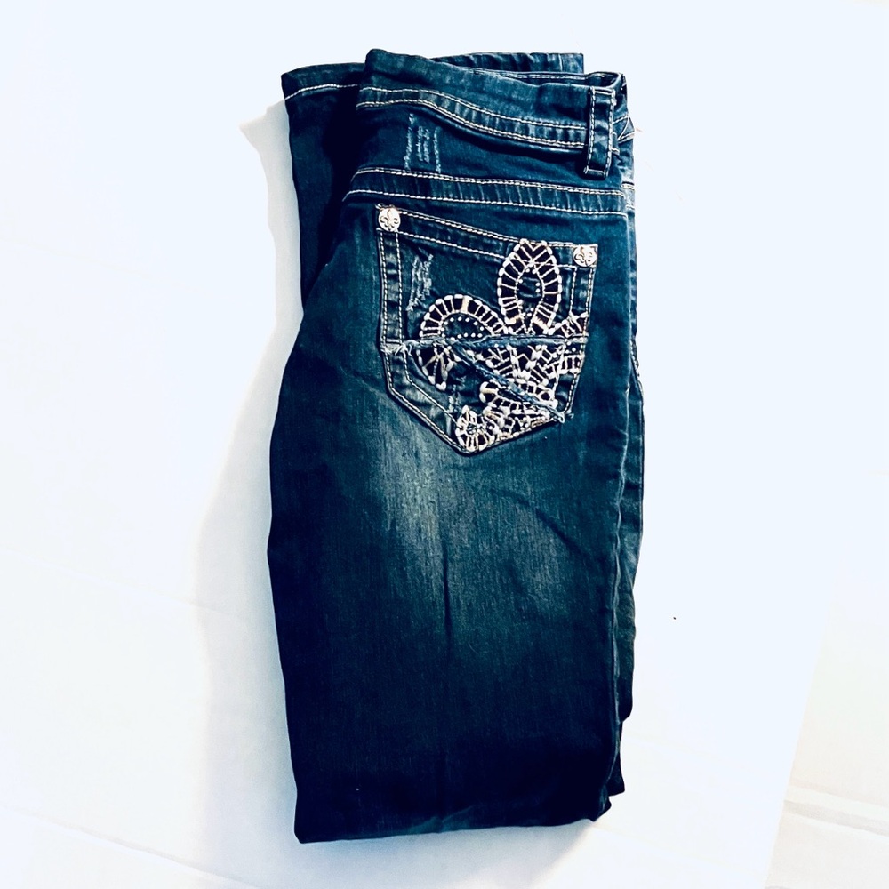 Women's Blue Embellished Jeans Rebel and Soul Acid Wash